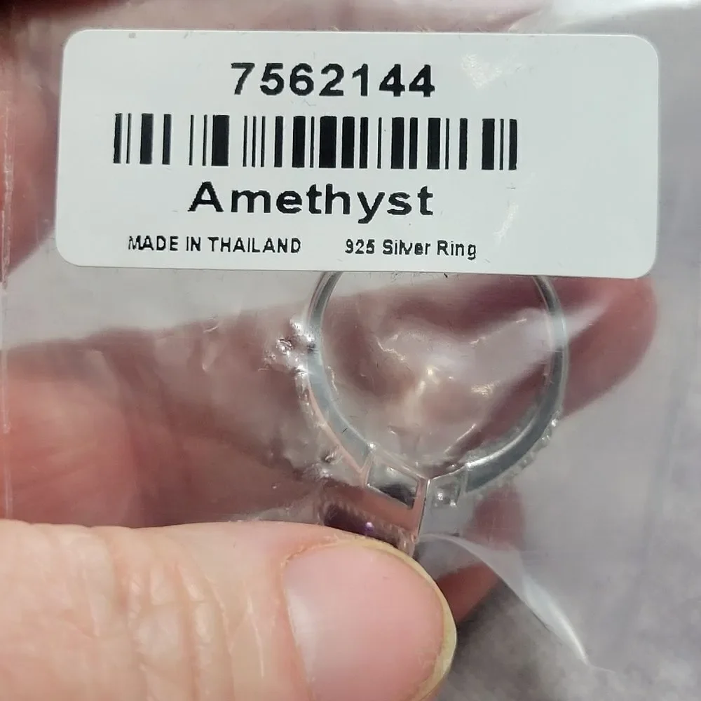 Premium African Amethyst & White Zircon Ring Size 10‎